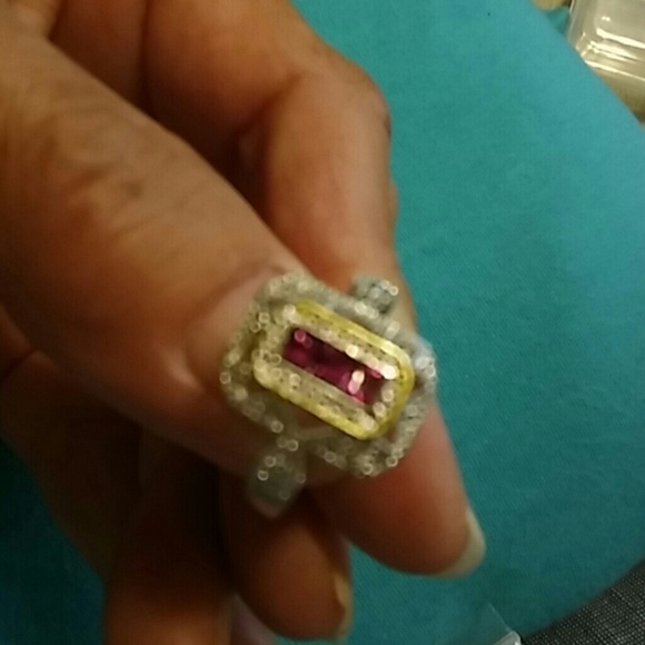 New Art deco simulated ruby ring 925 stamped - Picture 3 of 7